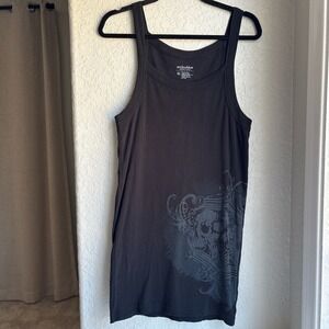 Anchor Blue Y2K L/XL Dress Skull Graphic Tank Black Ribbed Goth Biker